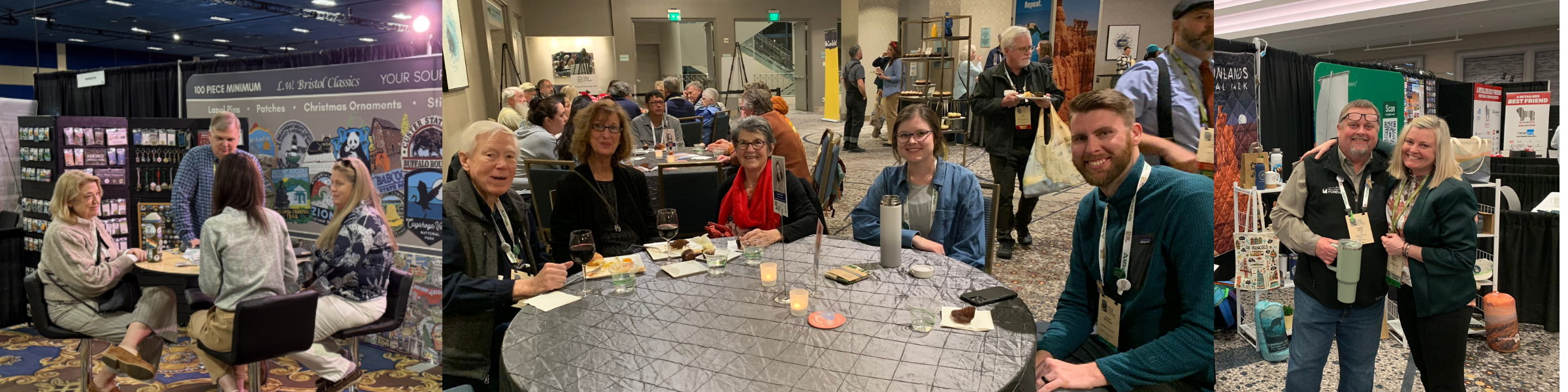 people around a table smiling